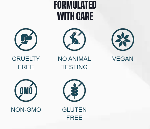 Zorgvuldig samengesteld — wreeddheidvrij, geen dierproeven, veganistisch, niet-GMO, glutenvrij