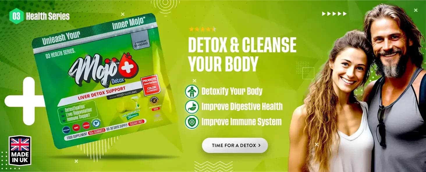Mojo Detox leverontgiftingsondersteuning — ontgift en reinig je lichaam: ontgift je lichaam, verbeter spijsverteringsgezonheid, verbeter immuunsysteem. Tijd voor een ontgifting.